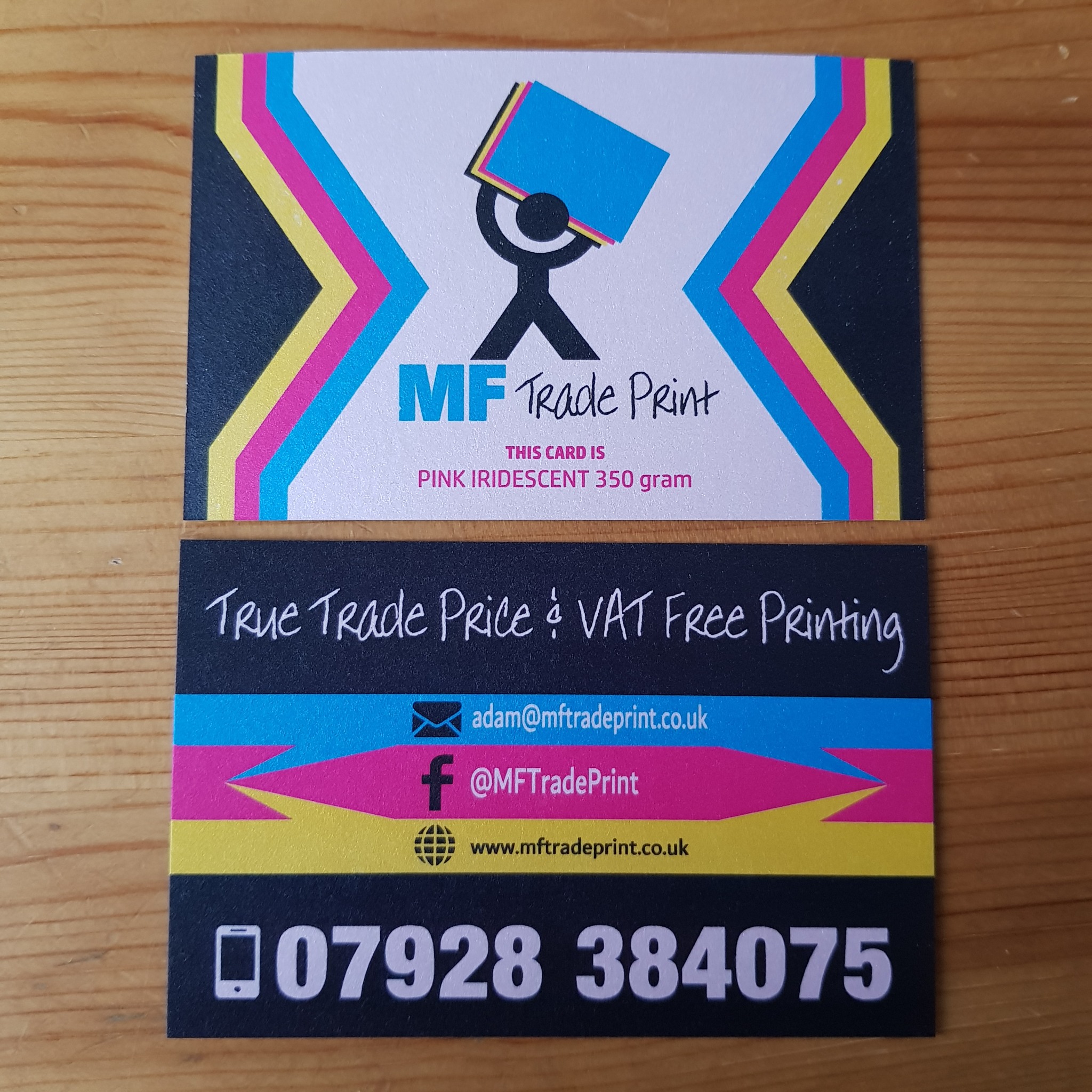 MF Trade Print iridescent business card samples